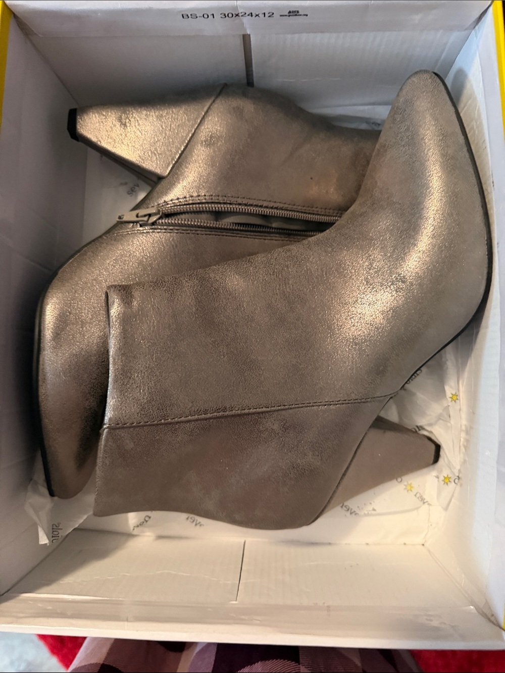 Seven Dials Metallic Gray Pointed Toe Ankle Booties